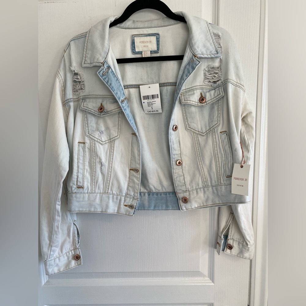 Light Washed Distressed Jean Jacket | NWT